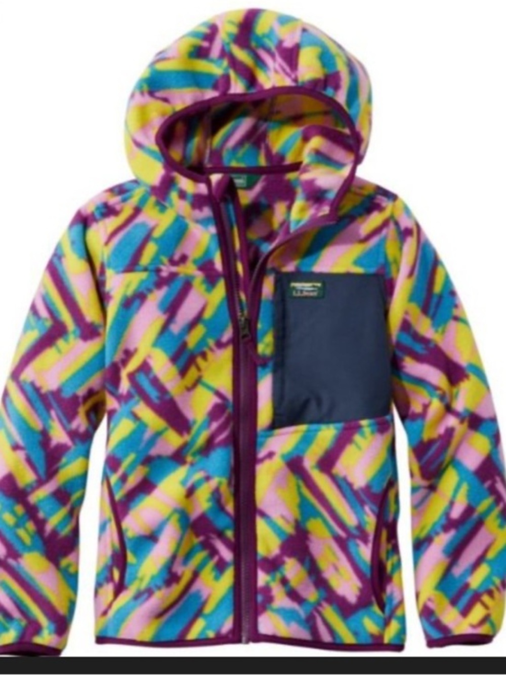 L.L. Bean Kids Multicolor Fleece Jacket - Yellow, Blue, Pink, Purple